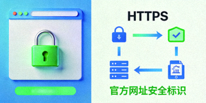 浏览器安全锁图标与HTTPS安全连接示意图 - 展示官方网址的安全标识